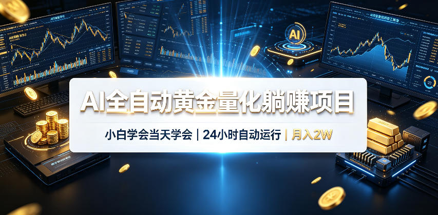 AI全自动黄金量化躺賺项目，24小时自动运行，月入2W！-宝藏屋创业网
