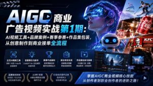 AIGC商业广告视频实战第1期:AI视频工具+品牌案例+赛事参赛+作品集包装,从创意制作到商业接单全流程-宝藏屋创业网