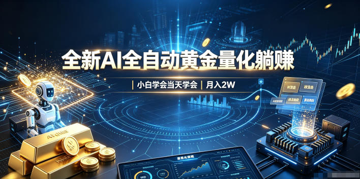 全新AI全自动黄金量化躺賺：小白学会当天学会，月入2W！【揭秘】-宝藏屋创业网