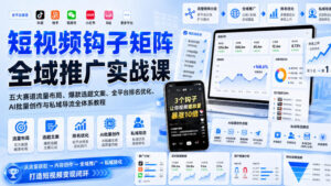 短视频钩子矩阵全域推广实战课｜五大赛道流量布局、爆款选题文案、全平台排名优化、AI批量创作与私域导流全体系教程-宝藏屋创业网