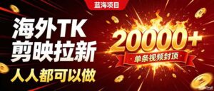 海外TK拉新新玩法，剪映就能做，不用经验不用粉丝，单条视频收益上限20000+-宝藏屋创业网
