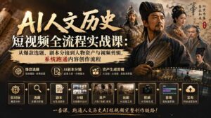 AI人文历史短视频全流程实战课:从爆款选题、剧本分镜到人物资产与视频剪辑,系统跑通内容创作流程-宝藏屋创业网