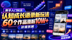 新手入门玩法：认知成长语录新玩法，60个作品涨粉10W+，详细拆解-宝藏屋创业网