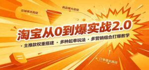 淘宝从0到爆实战2.0:主推款权重搭建,多种起单玩法,多营销组合打爆教学-宝藏屋创业网