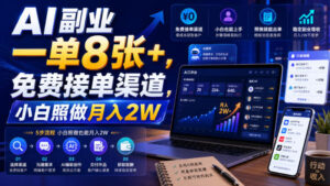 AI副业一单8张+，免费接单渠道，小白照做月入2W【揭秘】-宝藏屋创业网