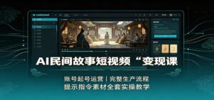 AI民间故事短视频变现课:账号起号运营,完整生产流程,提示指令素材全套实操教学-宝藏屋创业网