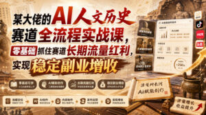 某大佬的AI人文历史赛道全流程实战课,零基础抓住赛道长期流量红利,实现稳定副业增收-宝藏屋创业网