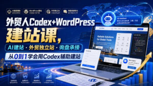 外贸人Codex+WordPress建站课，AI建站·外贸独立站·询盘承接，从0到1学会用Codex辅助建站（更新0821）-宝藏屋创业网