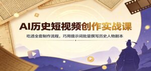 AI历史短视频创作实战课：吃透全套制作流程，巧用提示词批量撰写历史人物剧本-宝藏屋创业网