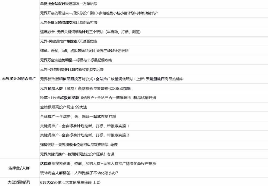 图片[4]-2026淘天开单秘籍PRO实战陪跑课程：全套落地运营玩法，一站式解决淘宝流量低、不出单难题(更新260823-宝藏屋创业网
