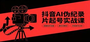 抖音AI伪纪录片起号实战课:完整制作流程,提示词素材,对标账号分析-宝藏屋创业网