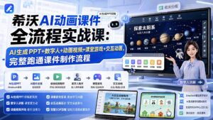 希沃AI动画课件全流程实战课:AI生成PPT+数字人+动画视频+课堂游戏+交互动画,完整跑通课件制作流程-宝藏屋创业网