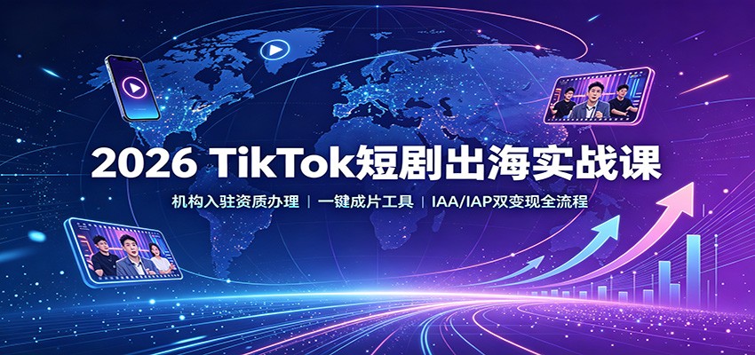 2026 TikTok短剧出海实战课：机构入驻资质办理，一键成片工具，IAA/IAP双变现全流程-宝藏屋创业网