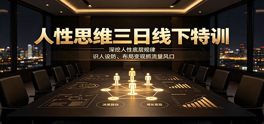 人性思维三日线下特训：深挖人性底层规律，识人设防、布局变现抓流量风口-宝藏屋创业网