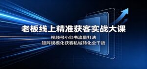 老板线上精准获客实战大课:视频号小红书流量打法,矩阵规模化获客私域转化全干货-宝藏屋创业网