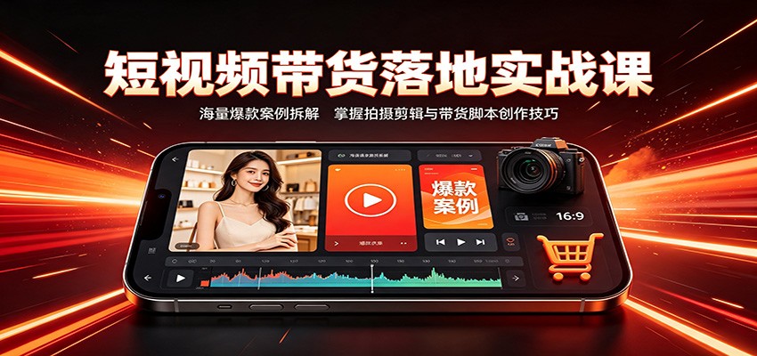 短视频带货落地实战课：海量爆款案例拆解，掌握拍摄剪辑与带货脚本创作技巧-宝藏屋创业网