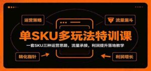 单SKU多玩法特训课:一套SKU三种运营思路,流量承接,利润提升落地教学-宝藏屋创业网