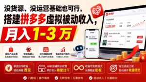 没货源、没运营基础也可行，搭建多多虚拟被动收入，月入 1-3 万-宝藏屋创业网