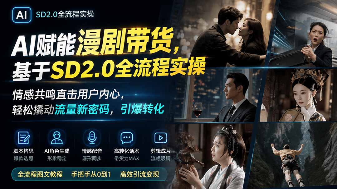 AI赋能漫剧带货，基于SD2.0全流程实操；情感共鸣直击用户内心，轻松撬动流量新密码，引爆转化-宝藏屋创业网