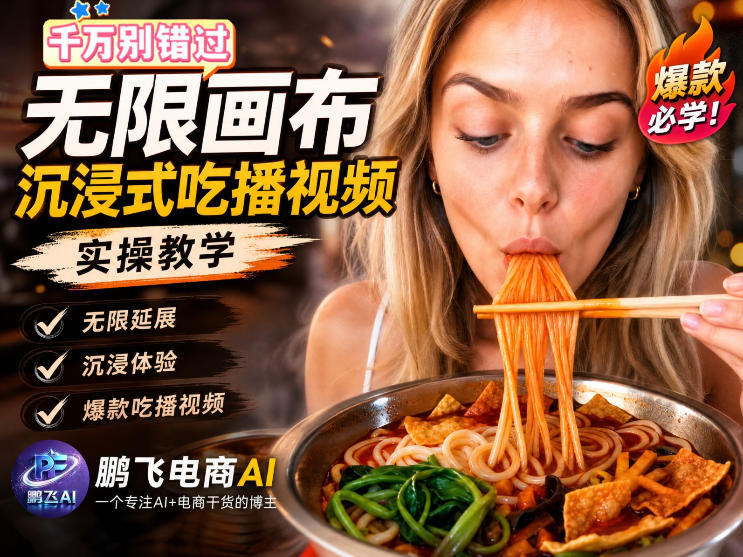 保姆级教程｜用AI无线画布做沉浸式吃播，3步直接出片，无线画布工作流，操作简单好上手-宝藏屋创业网