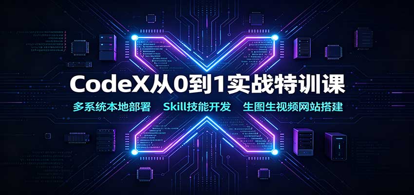 CodeX从0到1实战特训课：多系统本地部署，Skill技能开发，生图生视频网站搭建-宝藏屋创业网