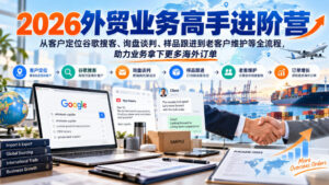 2026外贸业务高手进阶营,从客户定位谷歌搜客、询盘谈判、样品跟进到老客户维护等全流程,助力业务拿下更多海外订单-宝藏屋创业网