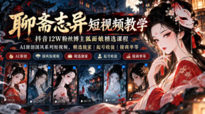 聊斋志异短视频教学，抖音12W粉丝博主狐面娘精选课程，AI原创国风系列短视频，精选独家丨起号收徒丨接商单等-宝藏屋创业网