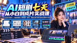 (20329期)AI短剧七天从小白到成片实战课:从豆包写剧本、分镜拆解到人物场景一致性,掌握运镜节奏与剪辑完整制作流程-宝藏屋创业网
