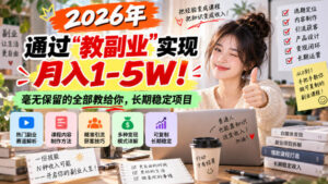 2026年通过“教副业”实现月入1-5W!毫无保留的全部教给你,长期稳定项目【揭秘】-宝藏屋创业网