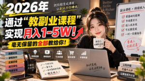 2026年通过“教副业课程”实现月入1-5W！毫无保留的全部教给你！【揭秘】-宝藏屋创业网