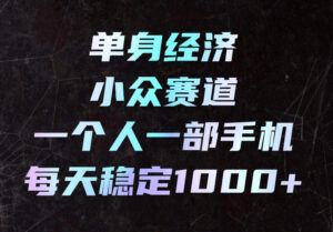 单身经济小众赛道,一个人一部手机,每天稳定1000+,长期可持续的赛道【揭秘】-宝藏屋创业网