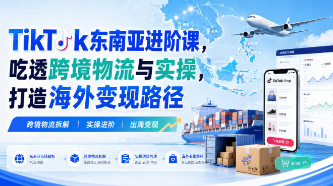 TikTok东南亚进阶课，吃透跨境物流与实操，打造海外变现路径-宝藏屋创业网