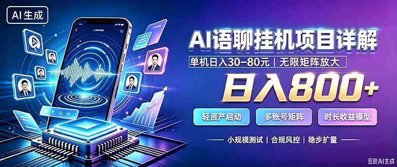 （20314期）AI语聊挂机，日入800+，适用个人副业，工作室矩阵操作-宝藏屋创业网