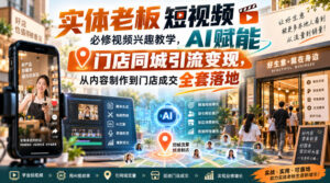 实体老板短视频必修视频兴趣教学,AI赋能门店同城引流变现,AI+短视频+直播打爆实体客流量-宝藏屋创业网