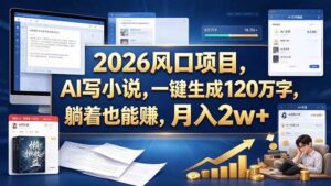 （20653期）2026 风口项目，AI 写小说，一键生成 120 万字，躺着也能赚，月入 2w +-宝藏屋创业网