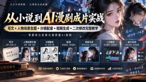 (20577期)从小说到AI漫剧成片实战:写文+人物场景生图+分镜配音+视频生成+二次修改完整教学-宝藏屋创业网