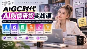 (20567期)AIGC时代AI剧情带货实战课|AI真人IP打造+短剧生产+内容运营+创作者分成、某音精选计划+带货变现-宝藏屋创业网