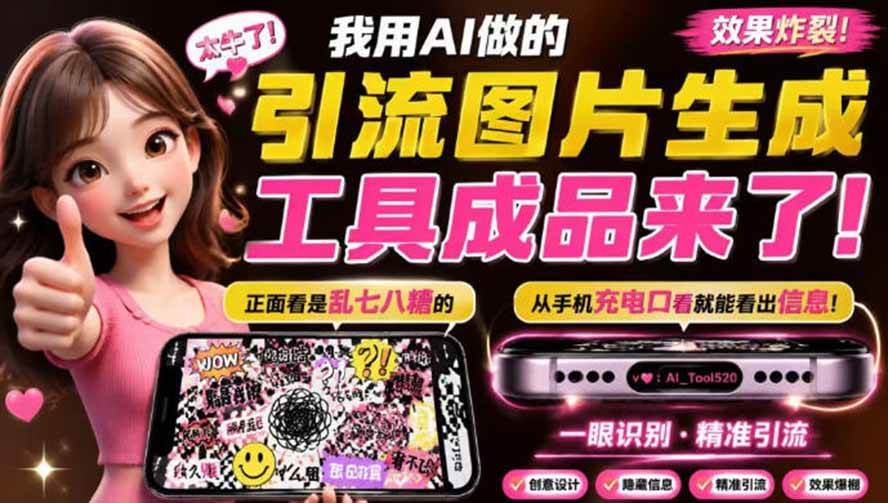 （20182期）自媒体引流工具来了，把你的微信藏到图片中，正面看是乱七八糟的乱码，手机平躺从充电口看就能看出实际内容-宝藏屋创业网