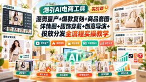 (20724期)溯引AI电商工具实战课:混剪量产+爆款复刻+商品套图+详情图+服饰穿戴+创意导演+投放分发全流程实操教学-宝藏屋创业网