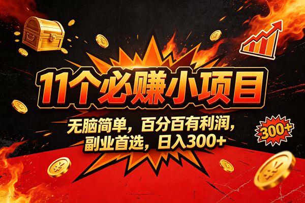 （20433期）9个必赚的小项目，无脑简单，百分百赚米的，副业首选，日收300-宝藏屋创业网