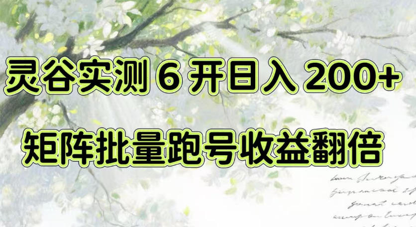 一台电脑就能做!灵谷实测6开日入200+,矩阵批量跑号收益翻倍【揭秘】 一台电脑就能做!灵谷实测6开日入200+,矩阵批量跑号收益翻倍【揭秘】
