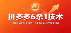 拼多多6杀1技术:机会商品到裂变放大,6步循环起店全案实操课-宝藏屋创业网