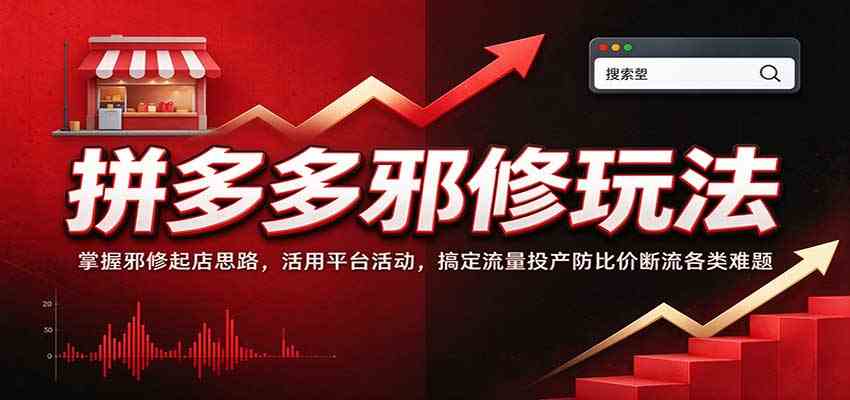 拼多多邪修玩法：掌握邪修起店思路，活用平台活动，搞定流量投产防比价断流各类难题-宝藏屋创业网