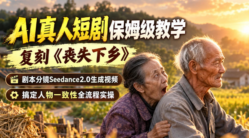 AI真人短剧保姆级教学,复刻《丧失下乡》,剧本分镜Seedance2.0生成视频,搞定人物一致性全流程实操 AI真人短剧保姆级教学,复刻《丧失下乡》,剧本分镜Seedance2.0生成视频,搞定人物一致性全流程实操