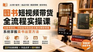 (20239期)图书短视频带货全流程实操课:从账号定位、对标起号到选品文案与爆款剪辑,系统掌握卖书运营方法-宝藏屋创业网