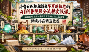 抖音6W粉丝博主华夏造物志的AI科普视频全流程实战课,从0到1学会做一条能上精选的古法工艺视频,解锁抖音精选收益-宝藏屋创业网