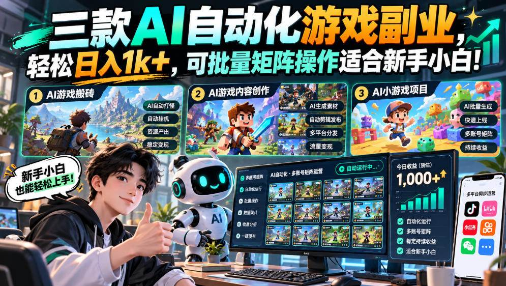 （20699期）三款长期稳定AI自动化游戏，日入千元，毫无保留的全部教给你！-宝藏屋创业网