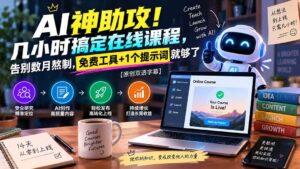 （20528期）AI神助攻！几小时搞定在线课程，告别数月熬制，免费工具+1个提示词就够了【原创双语字幕】-宝藏屋创业网