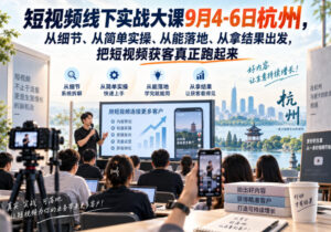 短视频线下实战大课9月4-6日杭州，从细节、从简单实操、从能落地、从拿结果出发，把短视频获客真正跑起来-宝藏屋创业网