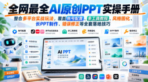 全网最全AI原创PPT实操手册，整合多平台实战玩法，覆盖账号配置、多工具教程、风格固化、长PPT制作、错误修正等全套落地技巧-宝藏屋创业网